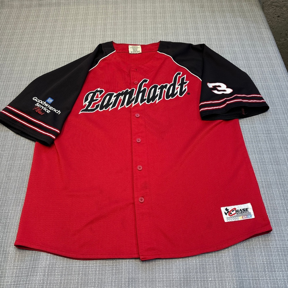 Dale Earnhardt NASCAR‎ Jersey XL Red Black Chase Authentics Button Up Racing Tee